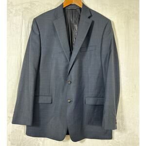 Ralph Lauren LRL Sport Coat 44L Navy Blue Window Pane Plaid 100% Wool Suit